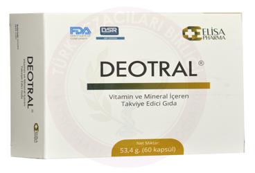 DEOTRAL VITAMIN VE MINERAL ICEREN TAKVIYE EDICI GIDA  60 kapsül