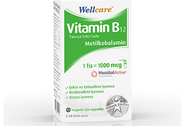 WELLCARE VITAMIN B12 SPREY TAKVIYE EDICI GIDA 1000 mcg 5 ml şişe