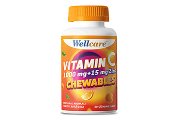 WELLCARE VITAMIN C ICEREN PORTAKAL AROMALI TAKVIYE EDICI GIDA  30 tablet