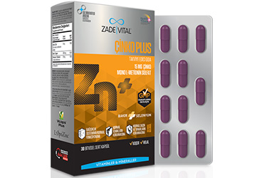 ZADE VITAL CINKO PLUS CINKO, BAKIR VE SELENYUM ICEREN KAPSUL  30 kapsül