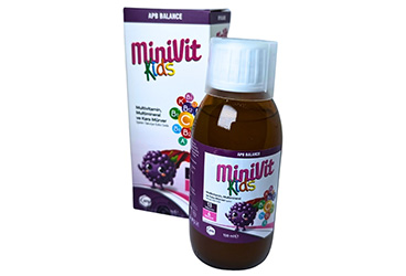 APB BALANCE MINIVIT KIDS MULTIVITAMIN, MULTIMINERAL VE KARA MURVER ICEREN SIVI TAKVIYE EDICI GIDA  150 ml şişe