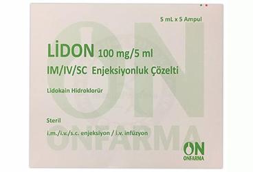 LIDON 100 MG / 5 ML IM/IV/SC ENJEKSIYONLUK COZELTI                     ( 5 AMPUL )
