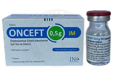 ONCEFT 0,5 G IM ENJKESIYONLUK COZELTI HAZIRLAMAK ICIN TOZ VE COZUCU (1 FLAKON)