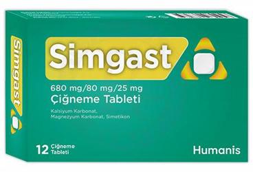 SIMGAST 680 MG/80 MG/25 MG CIGNEME TABLETI (12 TABLET)