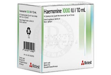 HAEMONINE 1000 IU/10 ML IV ENJEKSIYONLUK COZELTI HAZIRLAMAK ICIN TOZ VE COZUCU 