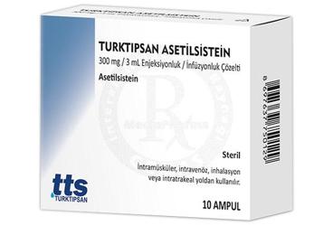 TURKTIPSAN ASETILSISTEIN 300 MG / 3 ML ENJEKSIYONLUK / INFUZYONLUK COZELTI (10 AMPUL)