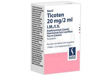 TICOTEN 20 MG / 2 ML IM/IV ENJEKSIYONLUK COZELTI HAZIRLAMAK ICIN LIYOFILIZE TOZ VE COZUCU (1 FLAKON 1 COZUCU AMPUL)