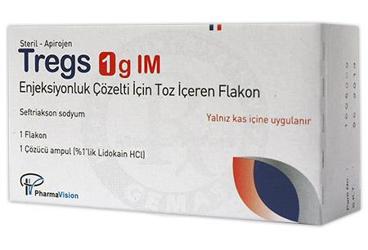 TREGS 1 G IM ENJEKSIYONLUK COZELTI ICIN TOZ ICEREN FLAKON