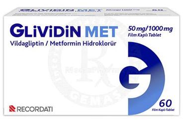 GLIVIDIN MET 50 MG/1000 MG FILMKAPLI TABLET (60ADET)