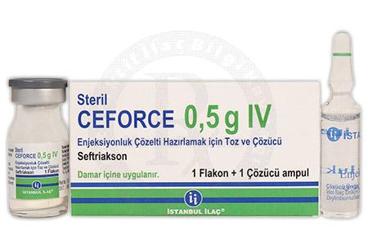 CEFORCE 0,5 G IV ENJEKSIYONLUK COZELTI HAZIRLAMAK ICIN TOZ VE COZUCU