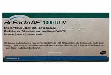 REFACTO AF 1000 IU IV ENJEKSIYONLUK COZELTI ICIN TOZ VE COZUCU 1 FLAKON