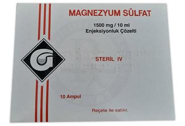 MAGNEZYUM SULFAT 1500 MG /10 ML ENJEKSIYONLUK COZELTI (10 AMP)