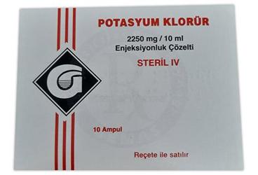 POTASYUM KLORUR 2250MG /10 ML ENJEKSIYONLUK COZELTI (10 AMP)