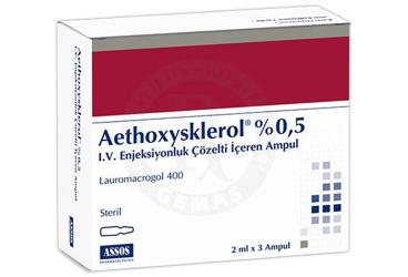 AETHOXYSKLEROL % 0.5 I.V. ENJEKSIYONLUK COZELTI ICEREN AMPUL ( 2 ML X 3 AMPUL )