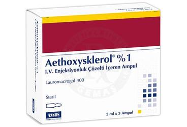 AETHOXYSKLEROL % 1 I.V. ENJEKSIYONLUK COZELTI ICEREN AMPUL ( 2 ML X 3 AMPUL )