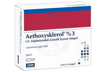 AETHOXYSKLEROL % 3 I.V. ENJEKSIYONLUK COZELTI ICEREN AMPUL ( 2 ML X 6 AMPUL )