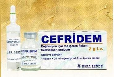 CEFRIDEM 2 GR I.V.ENJEKSIYON ICIN TOZ ICEREN FLAKON