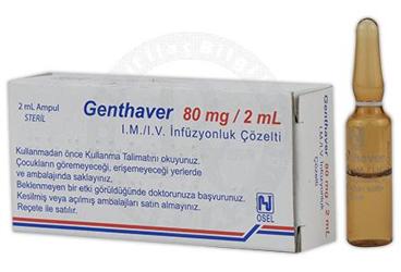 GENTHAVER 80 MG/ 2 ML IM / IV INFUZYONLUK COZELTI (2ML X 5 AMPUL)