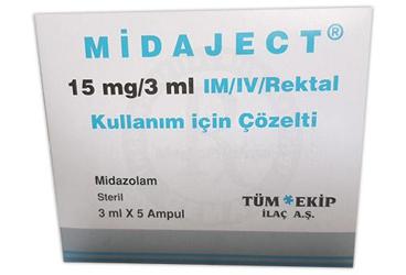 MIDAJECT 15 MG/3 ML IM/IV/REKTAL COZELTI ICEREN 5 AMPUL