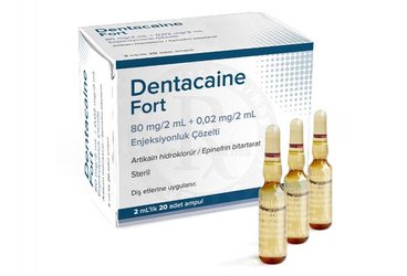 DENTACAINE FORT 80 MG/2 ML+0,02 MG/2 ML ENJEKSIYONLUK COZELTI (20 ADET)