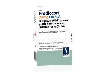 PREDLOCORT 20 MG I.M./I.V.
ENJEKSIYONLUK/INFUZYONLUK COZELTI HAZIRLAMAK ICIN LIYOFILIZE TOZ VE
COZUCU (1 FLAKON + 1 COZUCU AMPUL)